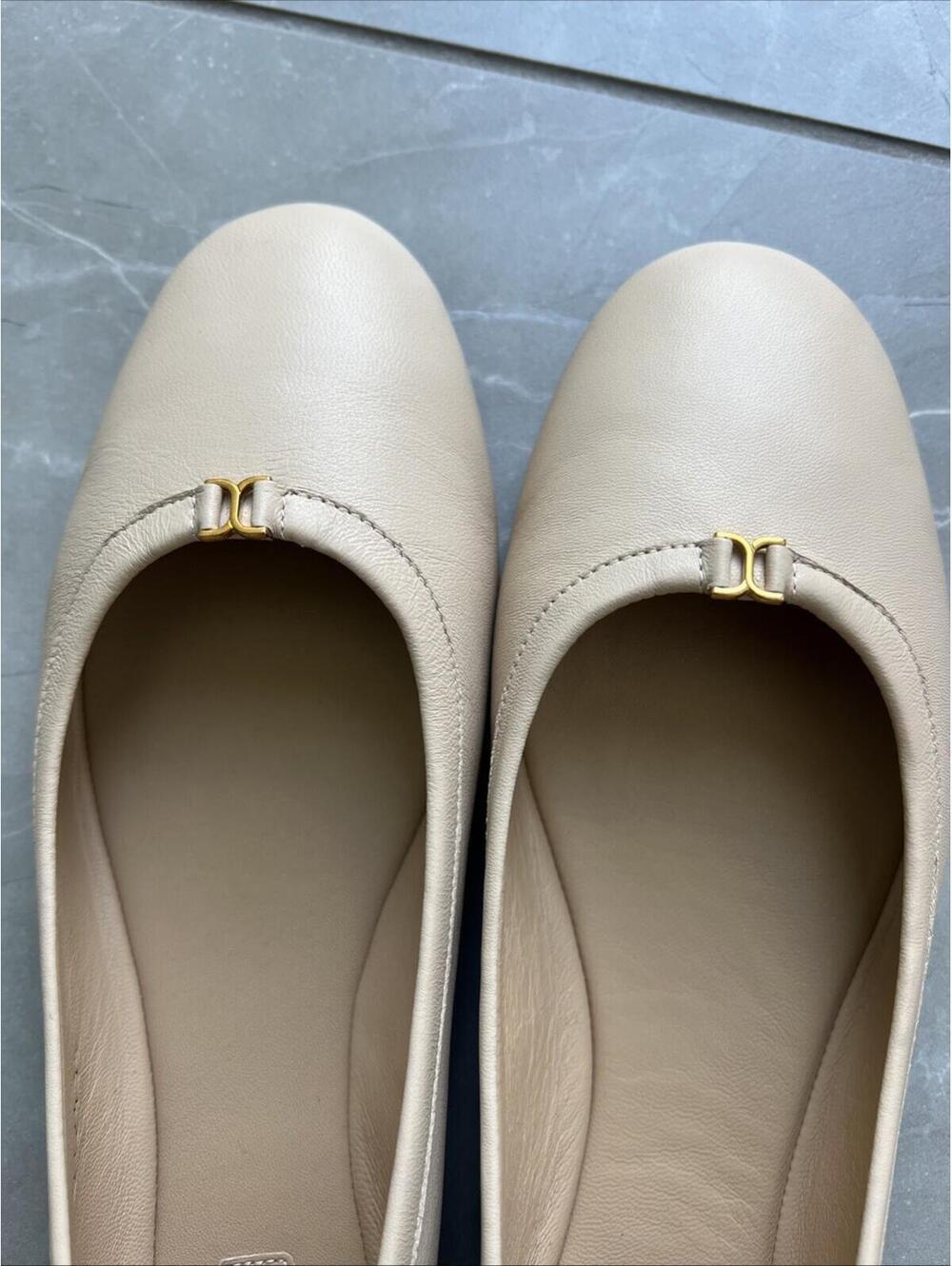 Chloé $650 Lauren Leather Ballerina Flat Women's Size 39.5 W Delicate Nude - Picture 10 of 10